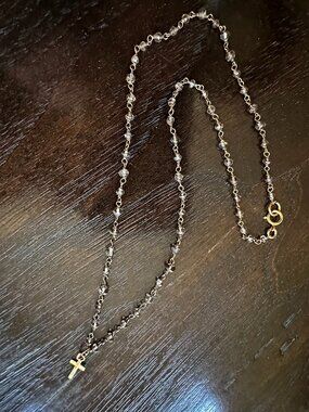 14k GF beaded necklace with cross